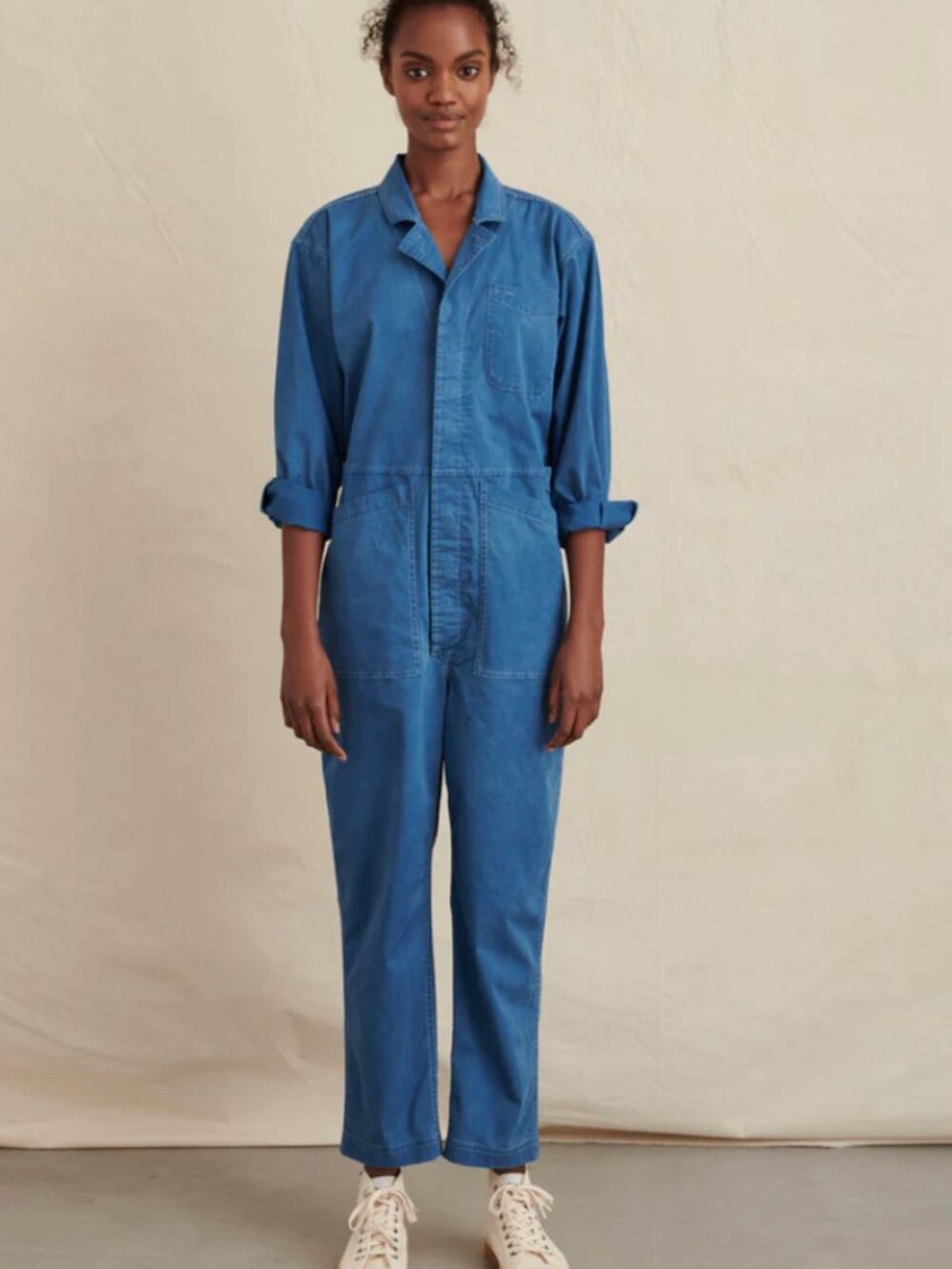 ALEX MILL INDIGO Standard Cotton Utility Jumpsuit Medium Wash XL $255